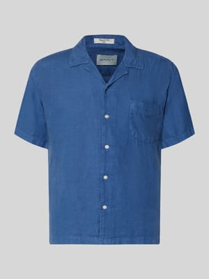 regular fit linnen overhemd met borstzak en labelstitching Shop The Look MANNEQUINE