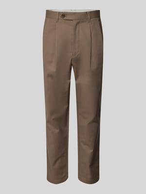 Regular Tapered Fit Bundfaltenhose mit Gürtelschlaufen Shop The Look MANNEQUINE