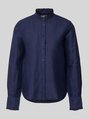 Regular Fit Bluse aus Leinen-Baumwoll-Mix mit Stehkragen Shop The Look MANNEQUINE