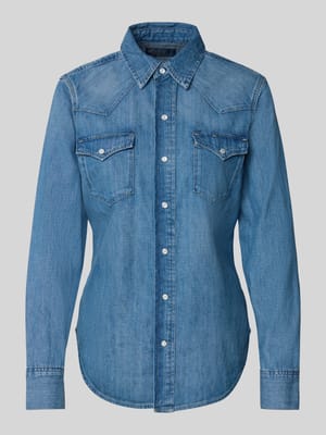 Regular fit jeansblouse met klepzakken Shop The Look MANNEQUINE