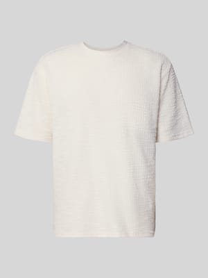 T-Shirt mit Strukturmuster und Rundhalsausschnitt Shop The Look MANNEQUINE