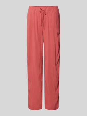 Broek van viscose-linnenmix met elastische tailleband Shop The Look MANNEQUINE