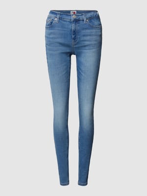 Skinny fit jeans met labelstitching, model 'NORA' Shop The Look MANNEQUINE