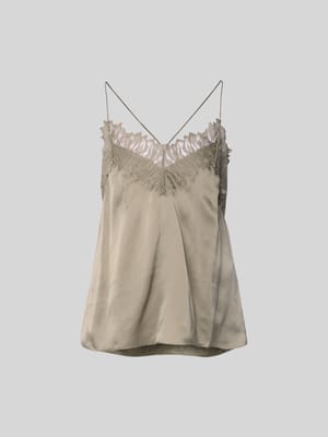 Bluse aus Satin mit Spitzenbesatz Shop The Look MANNEQUINE