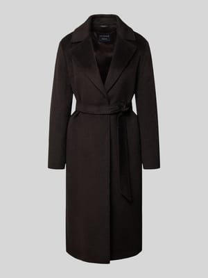 Lange jas van wolmix met strikceintuur Shop The Look MANNEQUINE