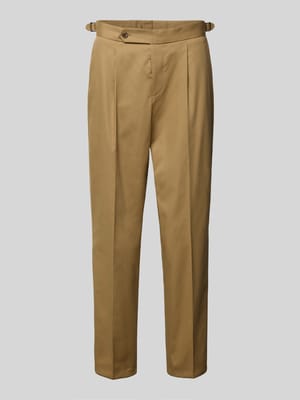 Spodnie z zakładkami w pasie o kroju tapered z mieszanki bawełny model ‘PERINO’ Shop The Look MANNEQUINE