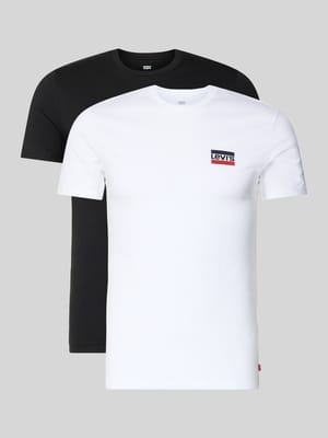 T-Shirt mit Label-Print im 2er-Pack Shop The Look MANNEQUINE