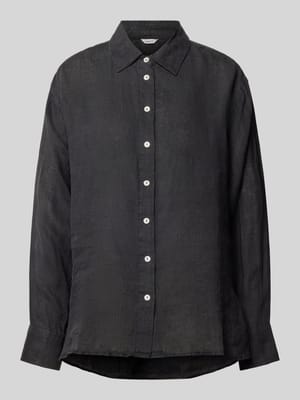 Linnen blouse in effen design, model 'Katana' Shop The Look MANNEQUINE