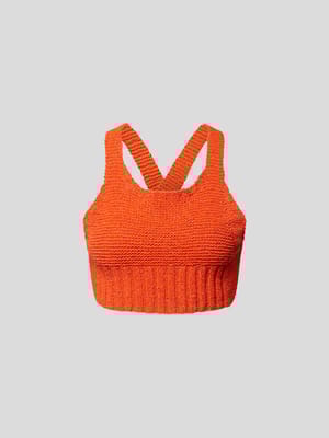 Rückenfreies Crop Top mit Strickmuster Shop The Look MANNEQUINE