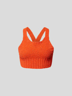 Rückenfreies Crop Top mit Strickmuster Shop The Look MANNEQUINE