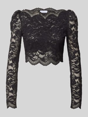 Cropped Langarmbluse aus Spitze Shop The Look MANNEQUINE