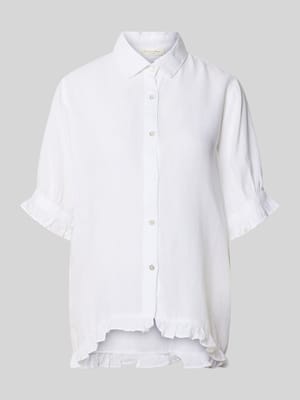 Bluse mit Leinen-Anteil und Rüschensaum Shop The Look MANNEQUINE