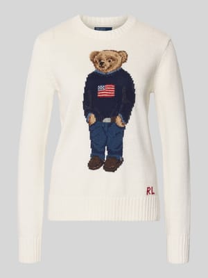 Strickpullover mit Motiv und Rundhalsausschnitt Shop The Look MANNEQUINE