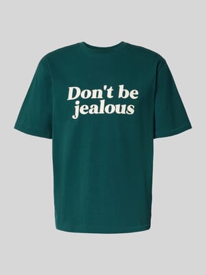 T-Shirt mit geripptem Rundhalsausschnitt Shop The Look MANNEQUINE