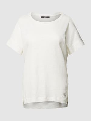 T-shirt van puur linnen met labeldetail Shop The Look MANNEQUINE