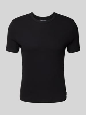 T-shirt met geribde ronde hals Shop The Look MANNEQUINE