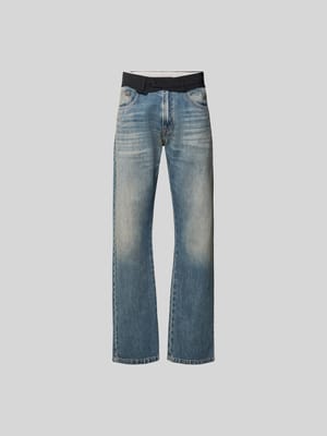 Straight Fit Jeans mit kontrastivem Bund Shop The Look MANNEQUINE