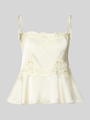 Top o kroju regular fit z obszyciem koronką model 'Kaela' Shop The Look MANNEQUINE