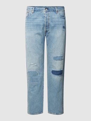 PLUS SIZE jeans met labelpatch Shop The Look MANNEQUINE