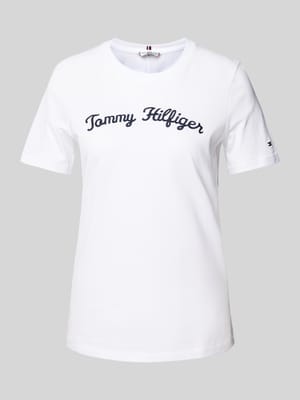 T-Shirt mit Label-Stitching Modell 'SCRIPT' Shop The Look MANNEQUINE