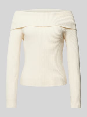 Slim Fit Strickpullover mit Off-Shoulder-Ärmel Modell 'KATIA' Shop The Look MANNEQUINE