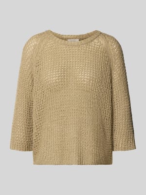 Strickshirt mit Rundhalsausschnitt und 3/4-Arm Shop The Look MANNEQUINE
