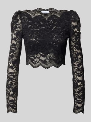 Cropped Langarmbluse aus Spitze Shop The Look MANNEQUINE