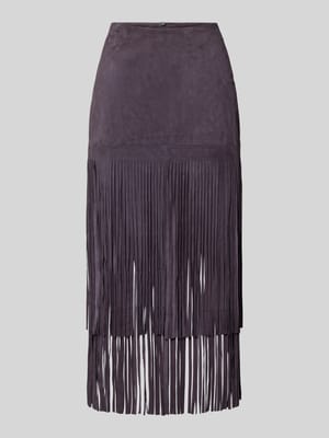 Leren rok met franjes en ritssluiting aan de achterkant Shop The Look MANNEQUINE