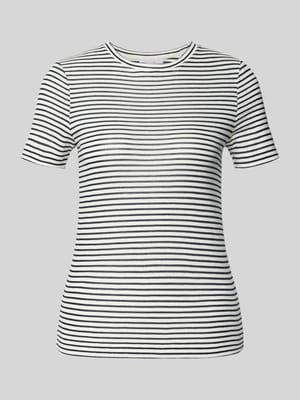 T-shirt z prążkowanym okrągłym dekoltem Shop The Look MANNEQUINE