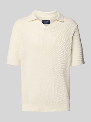 Koszulka polo z dzianiny o kroju regular fit z fakturowanym wzorem Shop The Look MANNEQUINE