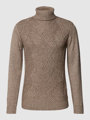 Sweter z dzianiny z golfem model ‘Thore’ Shop The Look MANNEQUINE