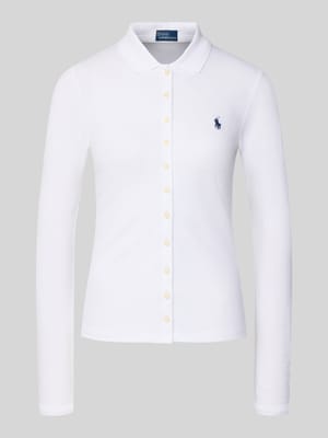 Slim Fit Poloshirt mit Label-Stitching Shop The Look MANNEQUINE