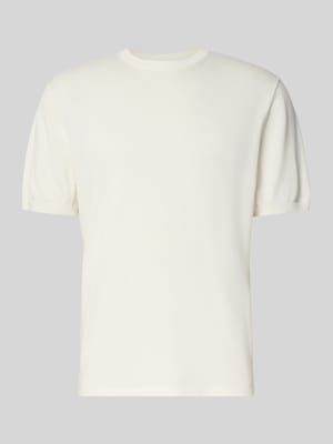T-Shirt mit geripptem Rundhalsausschnitt Shop The Look MANNEQUINE