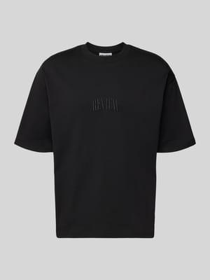T-Shirt mit Label-Stitching und Rundhalsausschnitt Shop The Look MANNEQUINE