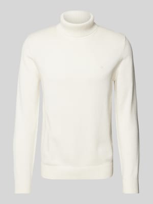 Rollkragenpullover mit Woll-Anteil und Label-Stitching Shop The Look MANNEQUINE