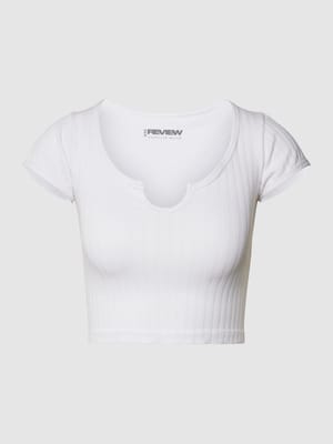 Crop T-Shirt mit U-Ausschnitt Shop The Look MANNEQUINE