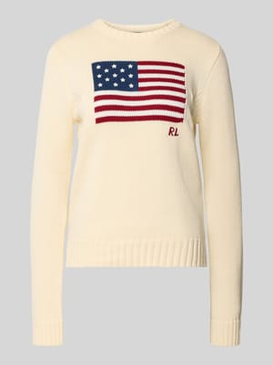 Sweter z dzianiny z wyhaftowanym motywem Shop The Look MANNEQUINE