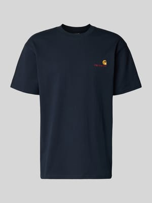 T-Shirt mit Label-Stitching und Rundhalsausschnitt Shop The Look MANNEQUINE