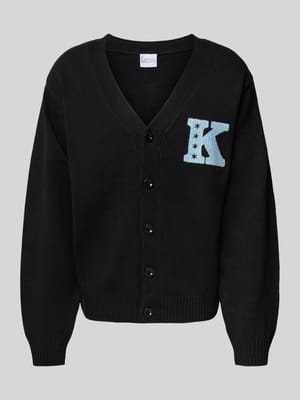 Gebreid jack met V-hals en stitching Shop The Look MANNEQUINE