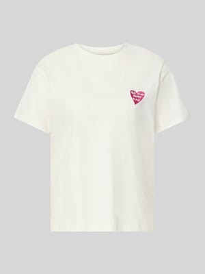 regular fit T-shirt met motiefstitching Shop The Look MANNEQUINE