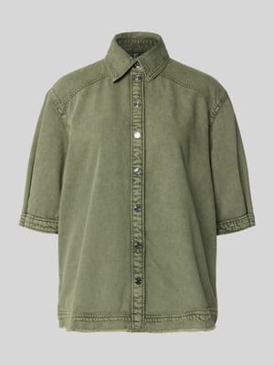 Jeansbluse mit Fransensaum und 1/2-Arm Shop The Look MANNEQUINE