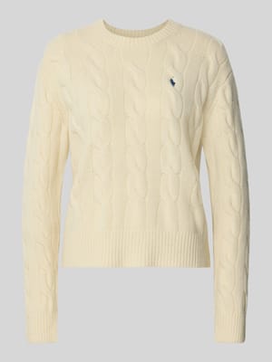 Gebreide pullover met kabelpatroon en ronde hals Shop The Look MANNEQUINE
