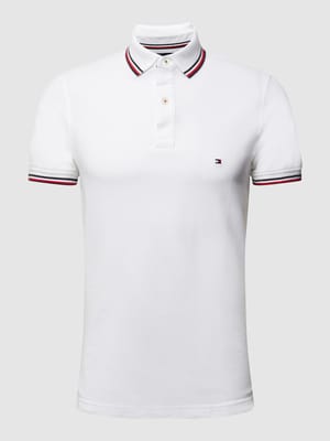 Koszulka polo o kroju slim fit z paskami w kontrastowym kolorze Shop The Look MANNEQUINE