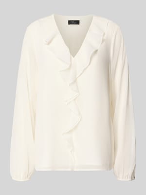 Regular Fit Langarmbluse in Crêpe-Optik Shop The Look MANNEQUINE