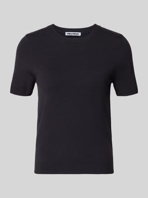 Koszulka z dzianiny z mieszanki wiskozy z okrągłym dekoltem Shop The Look MANNEQUINE