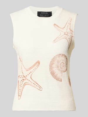 Stricktop mit Rundhalsausschnitt und Label-Detail Shop The Look MANNEQUINE
