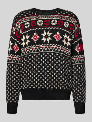 Strickpullover im Allover-Look mit Rundhalsausschnitt Shop The Look MANNEQUINE