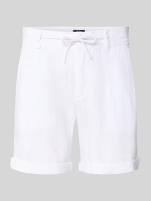 Linenshorts met strikceintuur en achterzakken Shop The Look MANNEQUINE