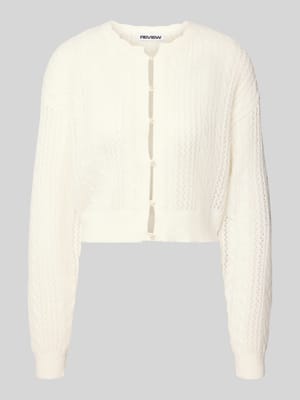 Kardigan o kroju loose fit z ażurowej dzianiny z perłowymi guzikami Shop The Look MANNEQUINE