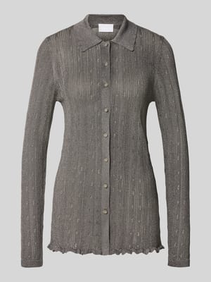 Strickshirt mit Polokragen und durchgehender Knopfleiste Shop The Look MANNEQUINE